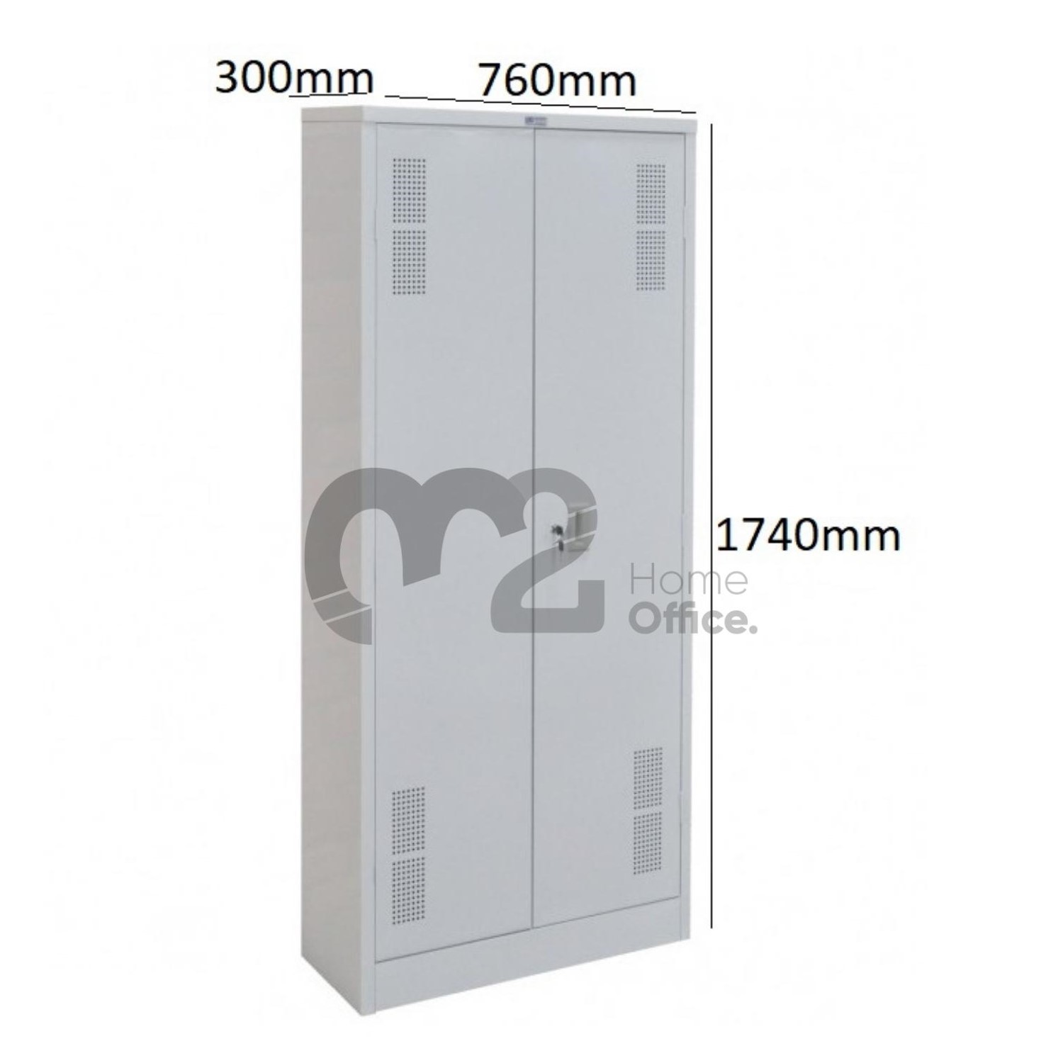 Armário de Aço RAA407 - 2 Portas - 1740x760x300mm RCH - Com 03 prateleiras reguláveis